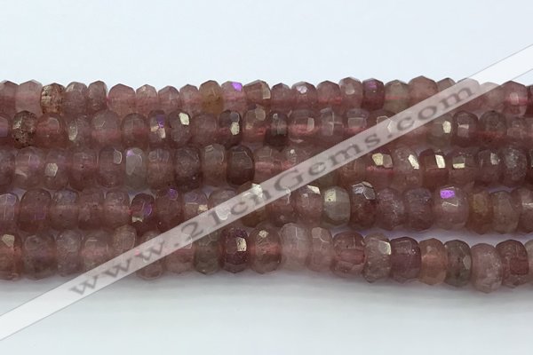 CRB5623 15.5 inches 6*10mm faceted rondelle strawberry quartz beads