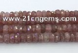 CRB5624 15.5 inches 6*12mm faceted rondelle strawberry quartz beads