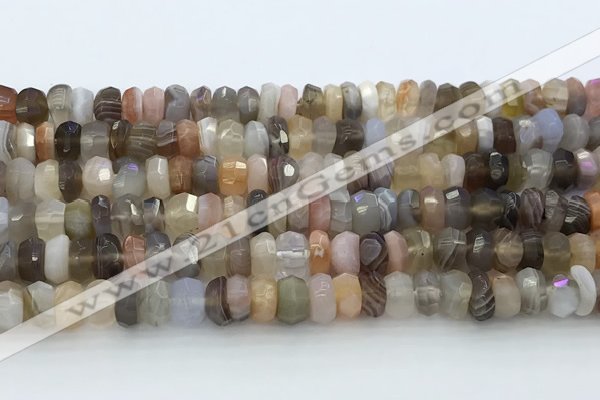 CRB5626 15.5 inches 3*6mm - 4*7mm faceted rondelle Botswana agate beads