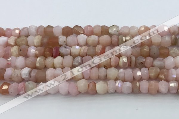 CRB5630 15.5 inches 4*6mm - 5*7mm faceted rondelle pink opal beads