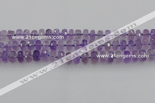 CRB565 15.5 inches 6*10mm faceted rondelle amethyst beads