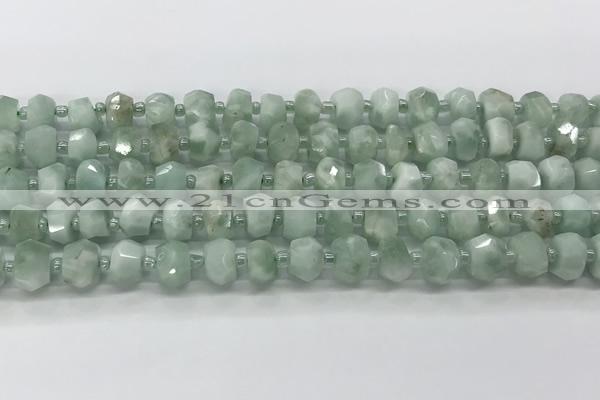 CRB5654 15.5 inches 5*8mm-6*10mm faceted rondelle green angel skin beads wholesale