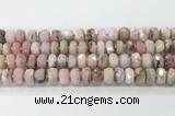 CRB5659 15.5 inches 7*11mm-9*13mm faceted rondelle pink opal beads wholesale
