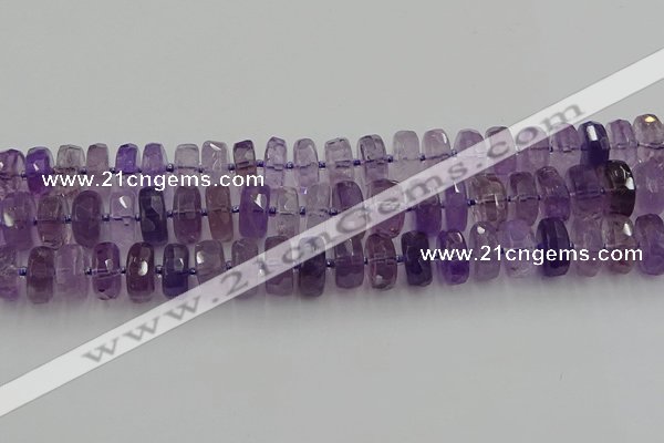 CRB567 15.5 inches 8*14mm faceted rondelle amethyst beads