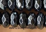 CRB5712 15 inches 5*8mm faceted rondelle AB-color black agate beads