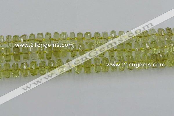 CRB574 15.5 inches 7*12mm faceted rondelle lemon quartz beads