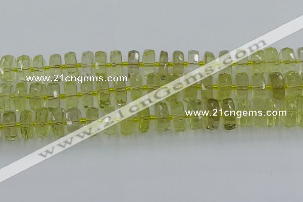 CRB576 15.5 inches 8*16mm faceted rondelle lemon quartz beads