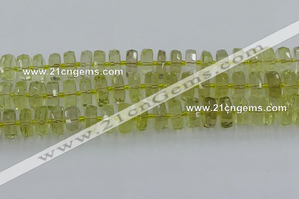 CRB577 15.5 inches 8*18mm faceted rondelle lemon quartz beads