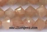 CRB5775 15 inches 5*5mm faceted sunstone beads