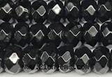 CRB5834 15 inches 4*6mm, 5*8mm faceted rondelle black agate beads