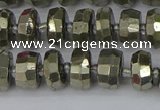 CRB597 15.5 inches 6*10mm faceted rondelle pyrite beads