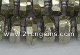 CRB599 15.5 inches 8*14mm faceted rondelle pyrite beads