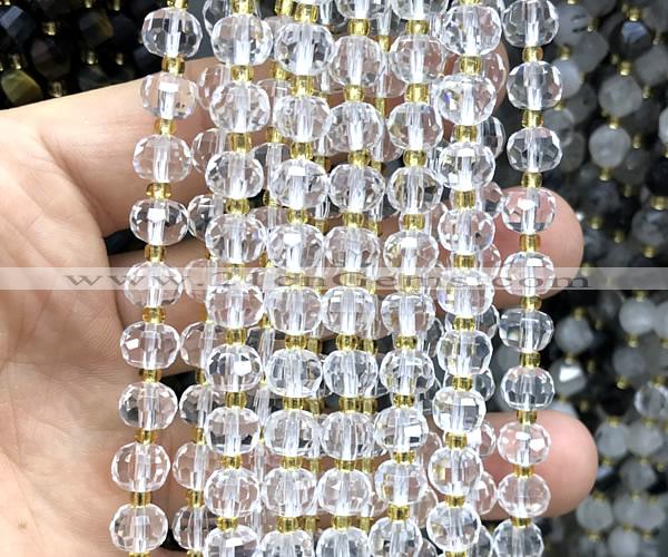 CRB6000 15 inches 6*8mmfaceted rondelle white crystal beads