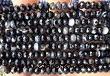 CRB6122 15 inches 4*6mm faceted rondelle black banded agate beads