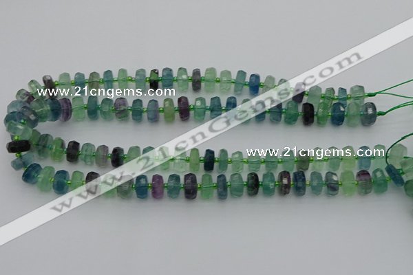 CRB614 15.5 inches 6*10mm faceted rondelle fluorite beads