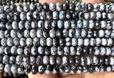 CRB6147 15 inches 4*6mm faceted rondelle snowflake obsidian beads