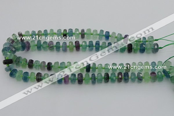 CRB615 15.5 inches 7*12mm faceted rondelle fluorite beads