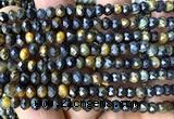CRB6152 15 inches 4*6mm faceted rondelle yellow & blue tiger eye beads