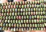 CRB6156 15 inches 4*6mm faceted rondelle unakite beads