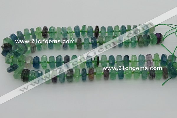 CRB616 15.5 inches 8*14mm faceted rondelle fluorite beads