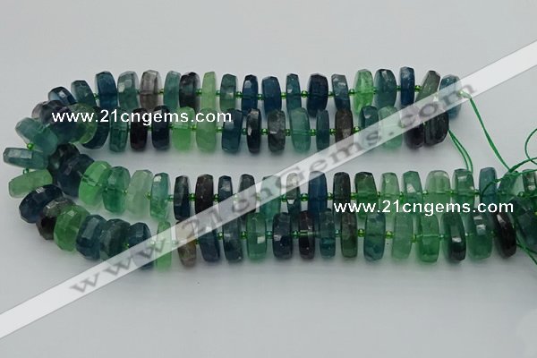 CRB618 15.5 inches 8*18mm faceted rondelle fluorite beads