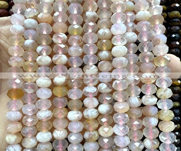 CRB6210 15 inches 5*8mm faceted rondelle sakura agate beads