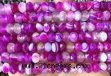 CRB6221 15 inches 5*8mm faceted rondelle fuchsia banded agate beads