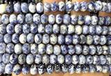 CRB6286 15 inches 5*8mm faceted rondelle blue spot stone beads