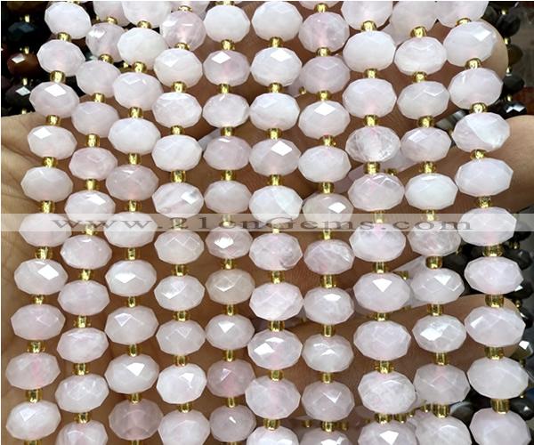 CRB6300 15 inches 6*10mm faceted rondelle rose quartz beads