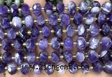 CRB6302 15 inches 6*10mm faceted rondelle dogtooth amethyst beads