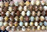 CRB6320 15 inches 6*10mm faceted rondelle crazy lace agate beads