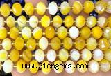 CRB6322 15 inches 6*10mm faceted rondelle yellow banded agate beads