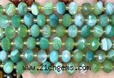 CRB6327 15 inches 6*10mm faceted rondelle green banded agate beads