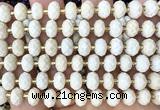 CRB6340 15 inches 6*10mm faceted rondelle white fossil jasper beads