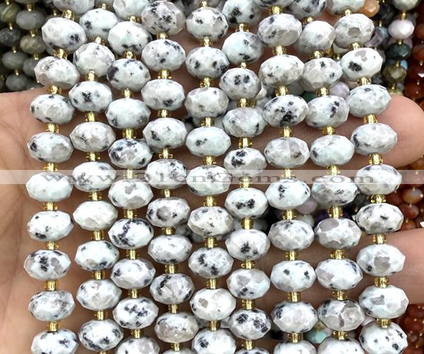 CRB6351 15 inches 6*10mm faceted rondelle sesame jasper beads