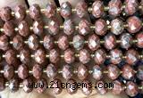 CRB6352 15 inches 6*10mm faceted rondelle red sesame jasper beads