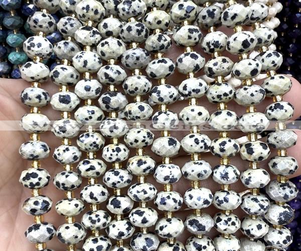 CRB6354 15 inches 6*10mm faceted rondelle dalmatian jasper beads