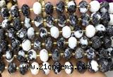 CRB6356 15 inches 6*10mm faceted rondelle black & white jasper beads