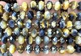 CRB6363 15 inches 6*10mm faceted rondelle golden & blue tiger eye beads