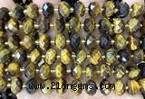 CRB6364 15 inches 6*10mm faceted rondelle yellow tiger eye beads