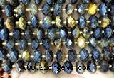 CRB6366 15 inches 6*10mm faceted rondelle blue tiger eye beads