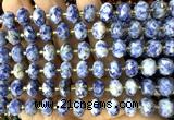 CRB6374 15 inches 6*10mm faceted rondelle blue spot stone beads