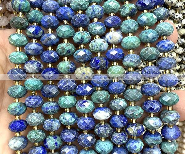 CRB6379 15 inches 6*10mm faceted rondelle chrysocolla beads
