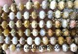 CRB6382 15 inches 6*10mm faceted rondelle fossil coral beads