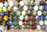 CRB6385 15 inches 6*10mm faceted rondelle colorful gemstone beads