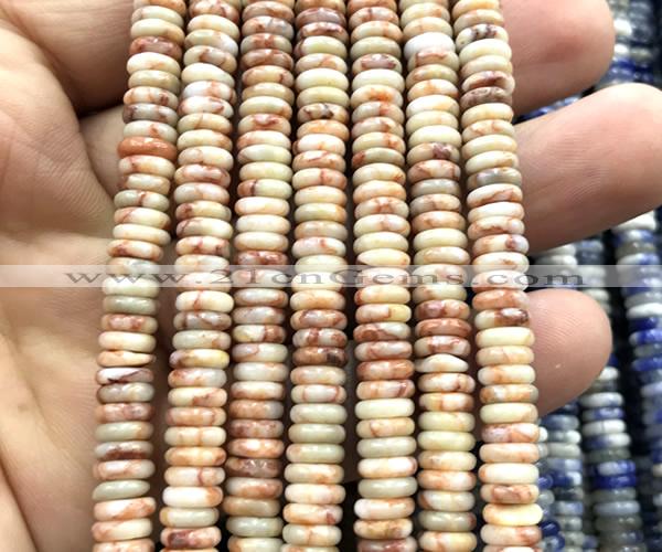 CRB6525 15 inches 2*6mm rondelle red net jasper beads