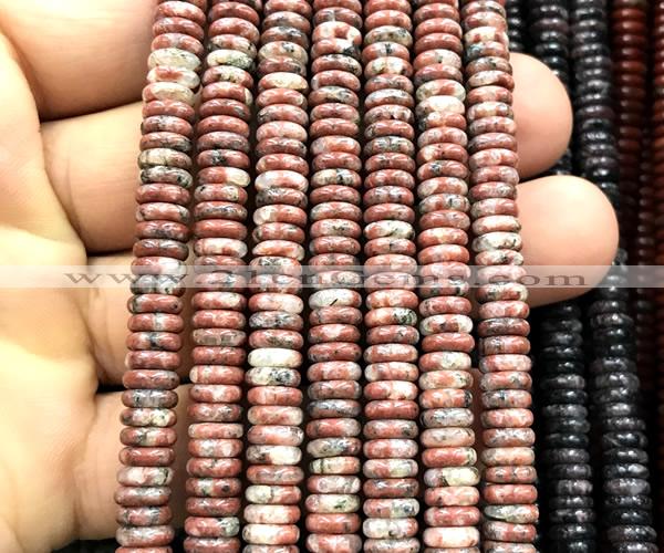CRB6526 15 inches 2*6mm rondelle red sesame jasper beads