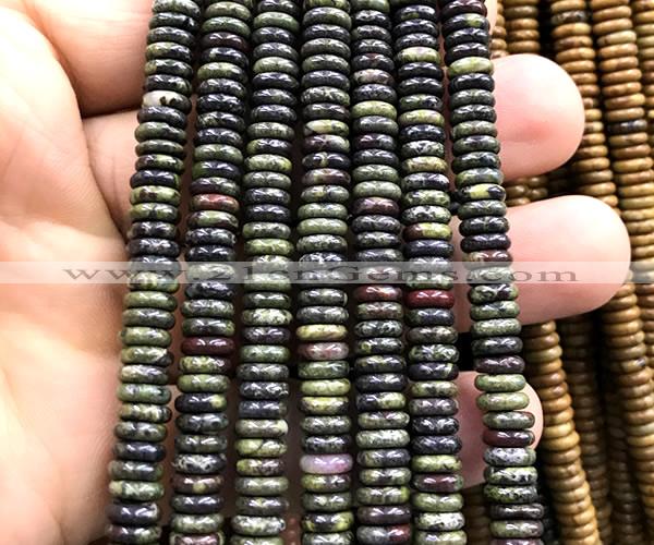 CRB6534 15 inches 2*6mm rondelle dragon blood jasper beads