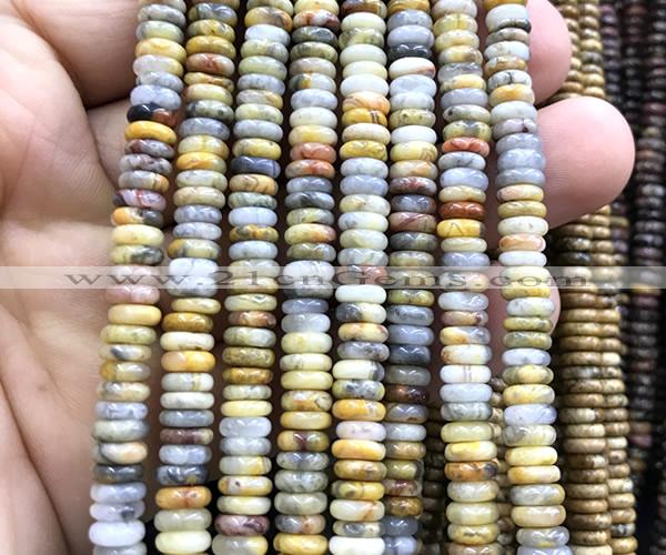 CRB6540 15 inches 2*6mm rondelle yellow crazy lace agate beads