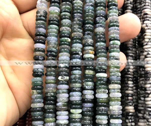 CRB6542 15 inches 2*6mm rondelle moss agate beads wholesale
